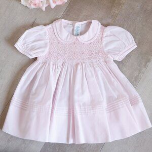 Pink Smocked Rosebud Heirloom Dress Feltman Brothers Size 6 Months Like New